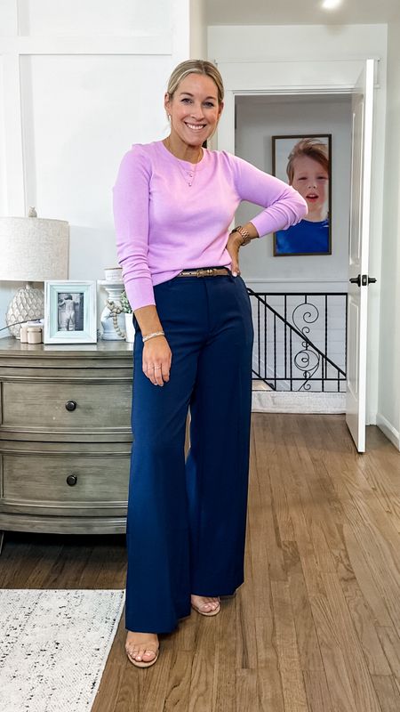 The perfect spring outfit! This color is ideal and the weight of the sweater is so good!! Small sweater. TTS 29 PETITE pants. Heels are approx 2”  

#LTKfindsunder50 #LTKstyletip #LTKworkwear