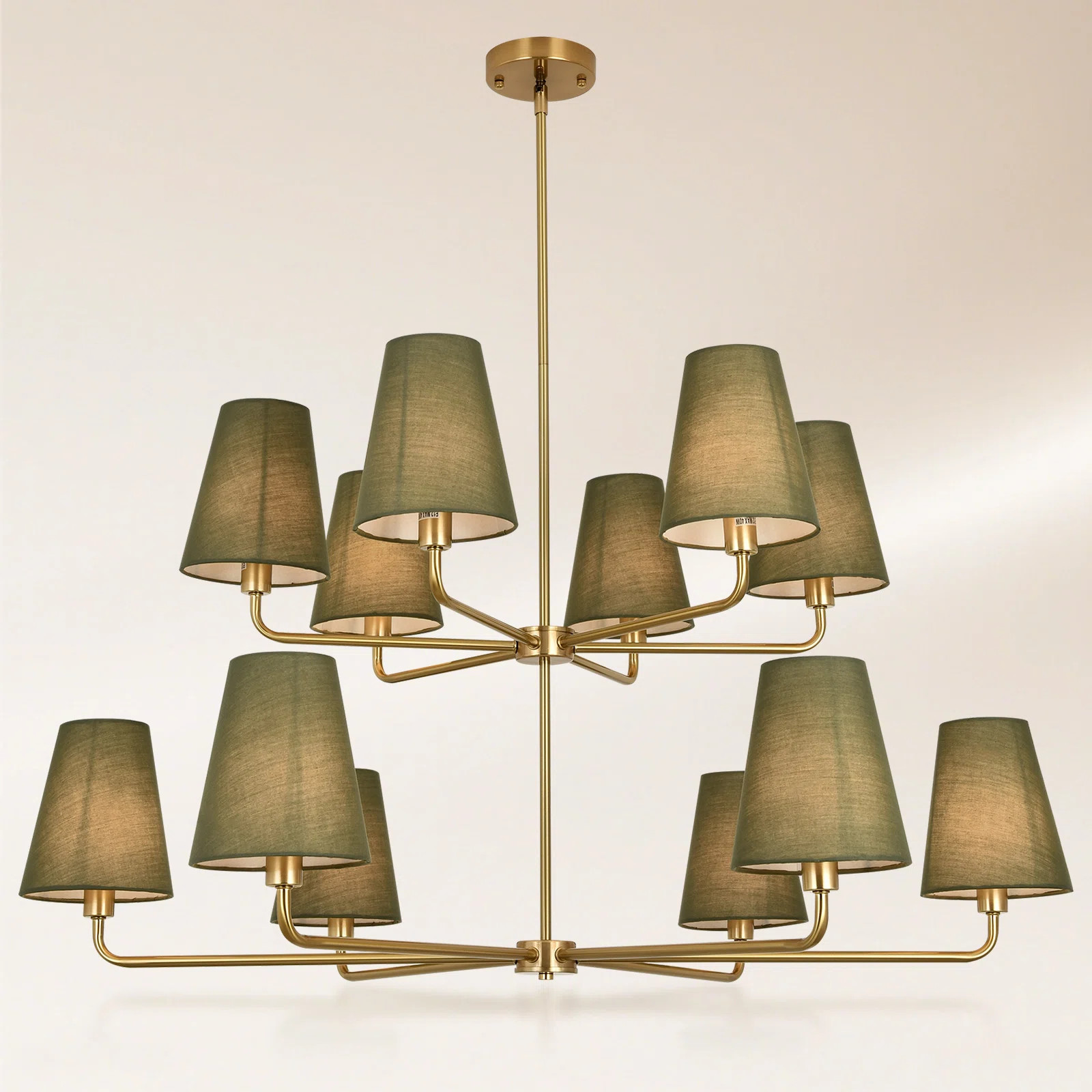 12-Light Adjustable Sputnik Chandelier – Linen Shades, Sloped-Ceiling Compatible, Dimmable Dini... | Wayfair North America