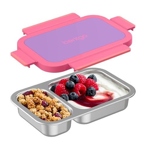 Bentgo Stainless Steel Snack Box - Leak-Proof, 2 Compartments, 2-Cup Capacity, Ideal for Kids 3+, Teens & Adults, Durable, Reusable (Lilac) | Amazon (US)