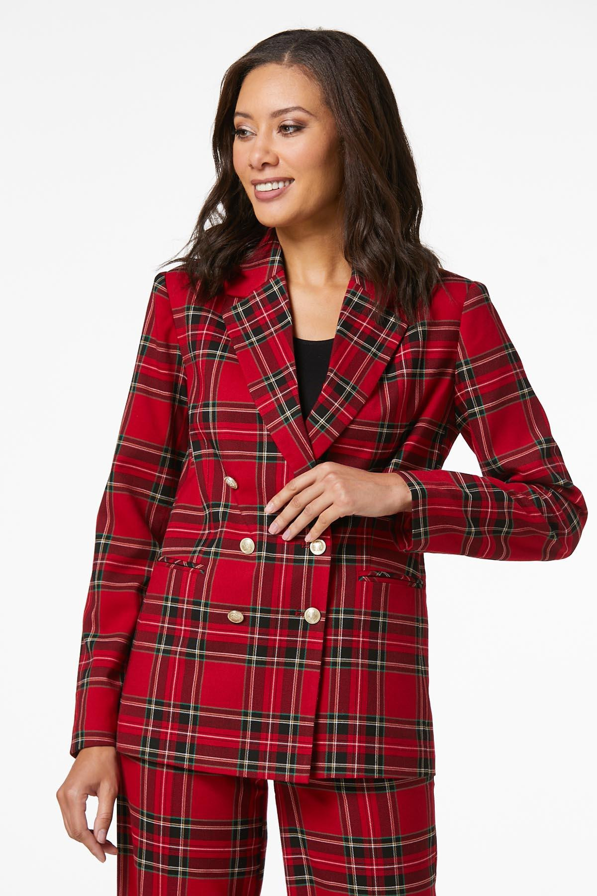 Red Plaid Blazer | Cato Fashions
