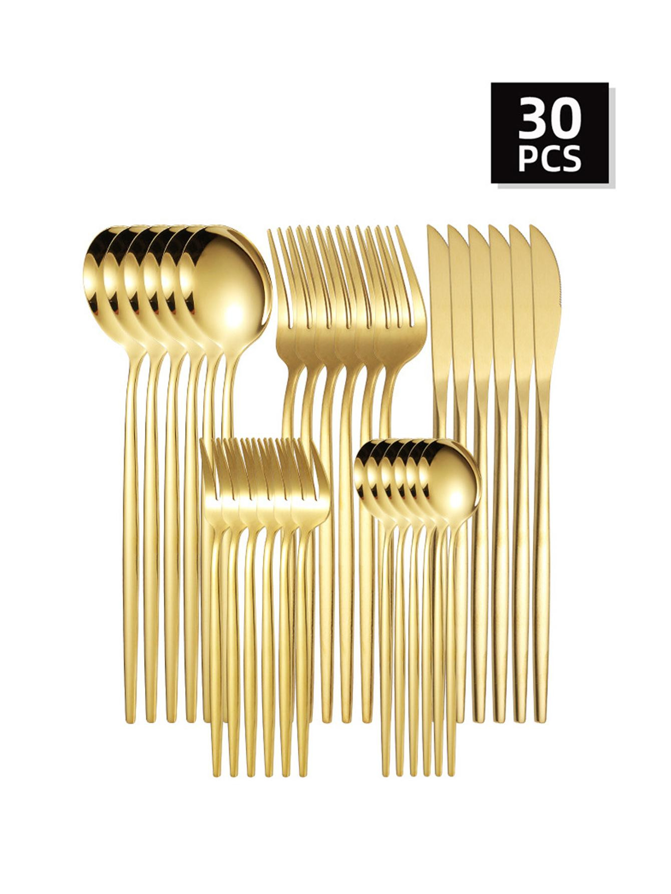 5/30pcs Stainless Steel Knife Fork Spoon Cutlery Set | SHEIN