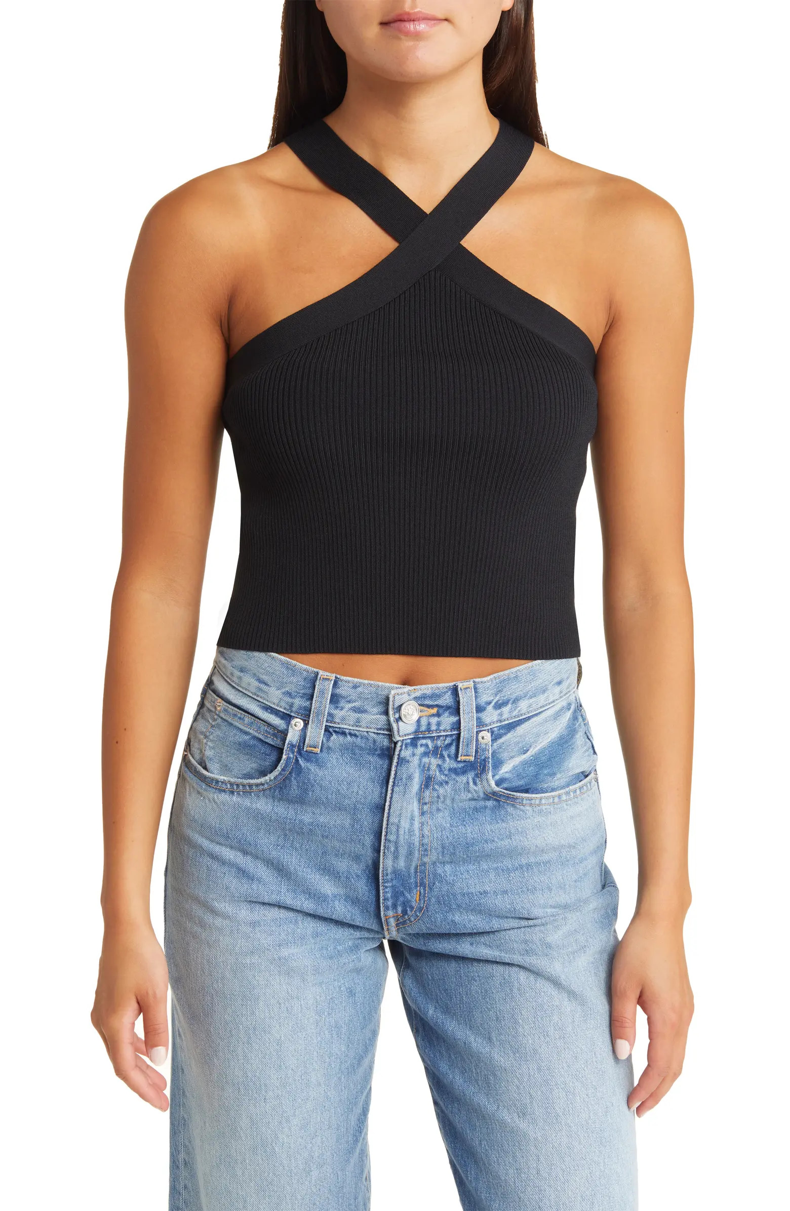 Crossover Rib Halter Top | Nordstrom