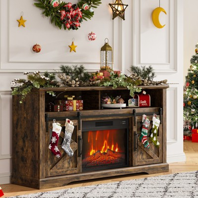 Farmhouse Fireplace TV Stand, 60" Electric Fireplace TV Console with Electric Fireplace & Sliding Barn Door, Entertainment Center for Living Room | Target