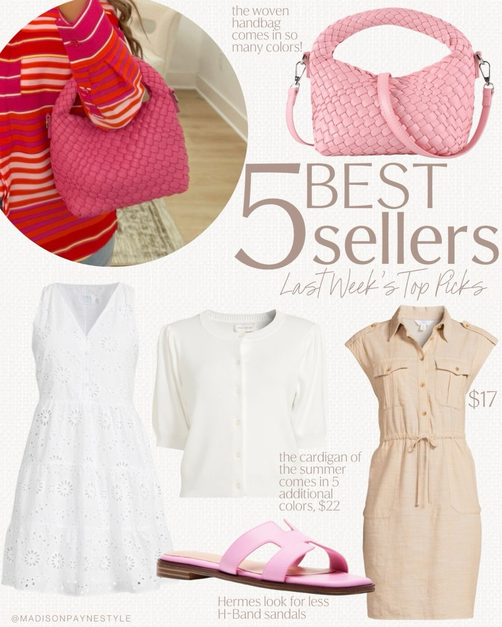 $17 WALMART DRESS was a best seller last week 🥰 along with a woven crossbody that comes in so many additional colors, a white eyelet dress, a cardigan everyone needs this summer, and H-band sandals that are a Hermes look for less 

Dress, Walmart Dress, Walmart Outfit, Summer Outfit, Walmart Cardigan, Walmart Sandals, Amazon Handbag, Madison Payne 

#LTKSeasonal #LTKStyleTip #LTKFindsUnder50