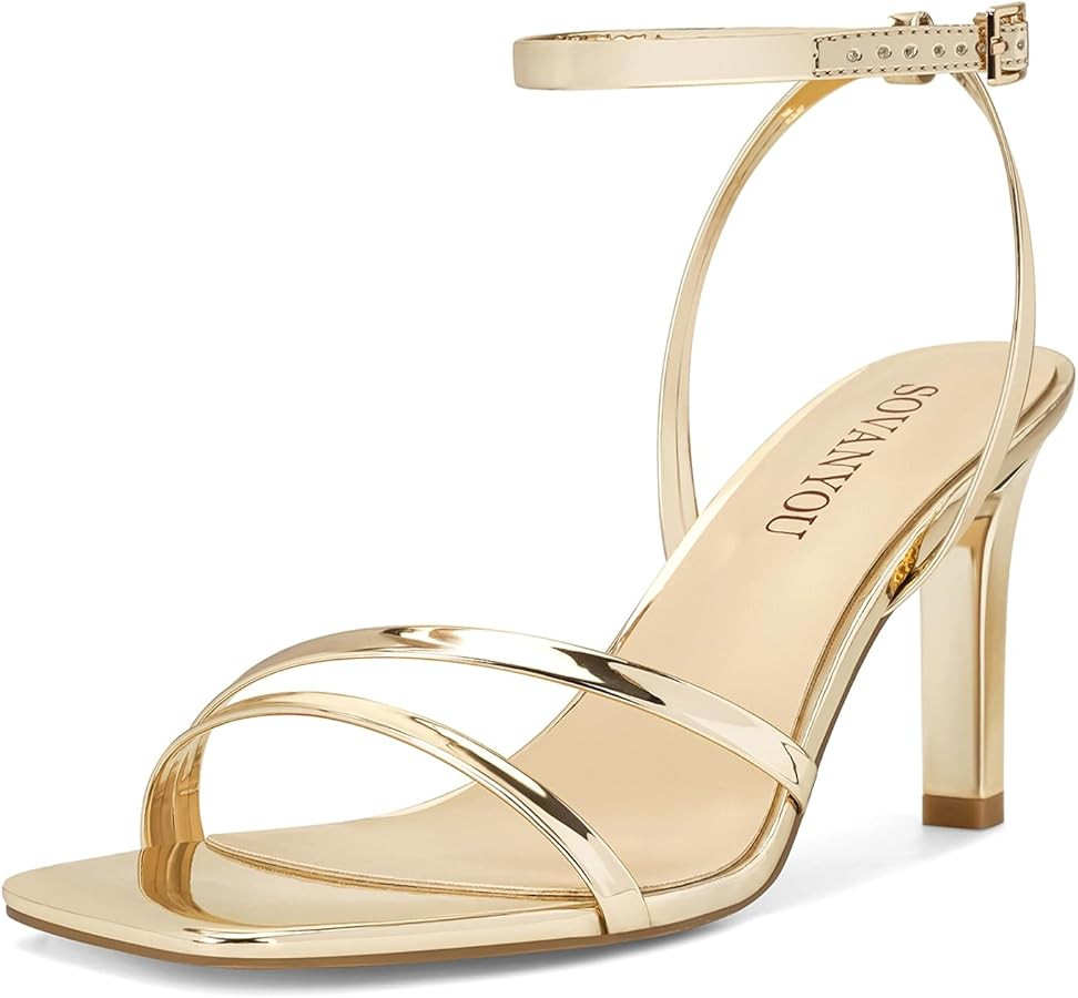 SOVANYOU Heeled Sandals for Women Dressy Square Open Toe Strappy High Heels with Ankle Strap for ... | Amazon (US)