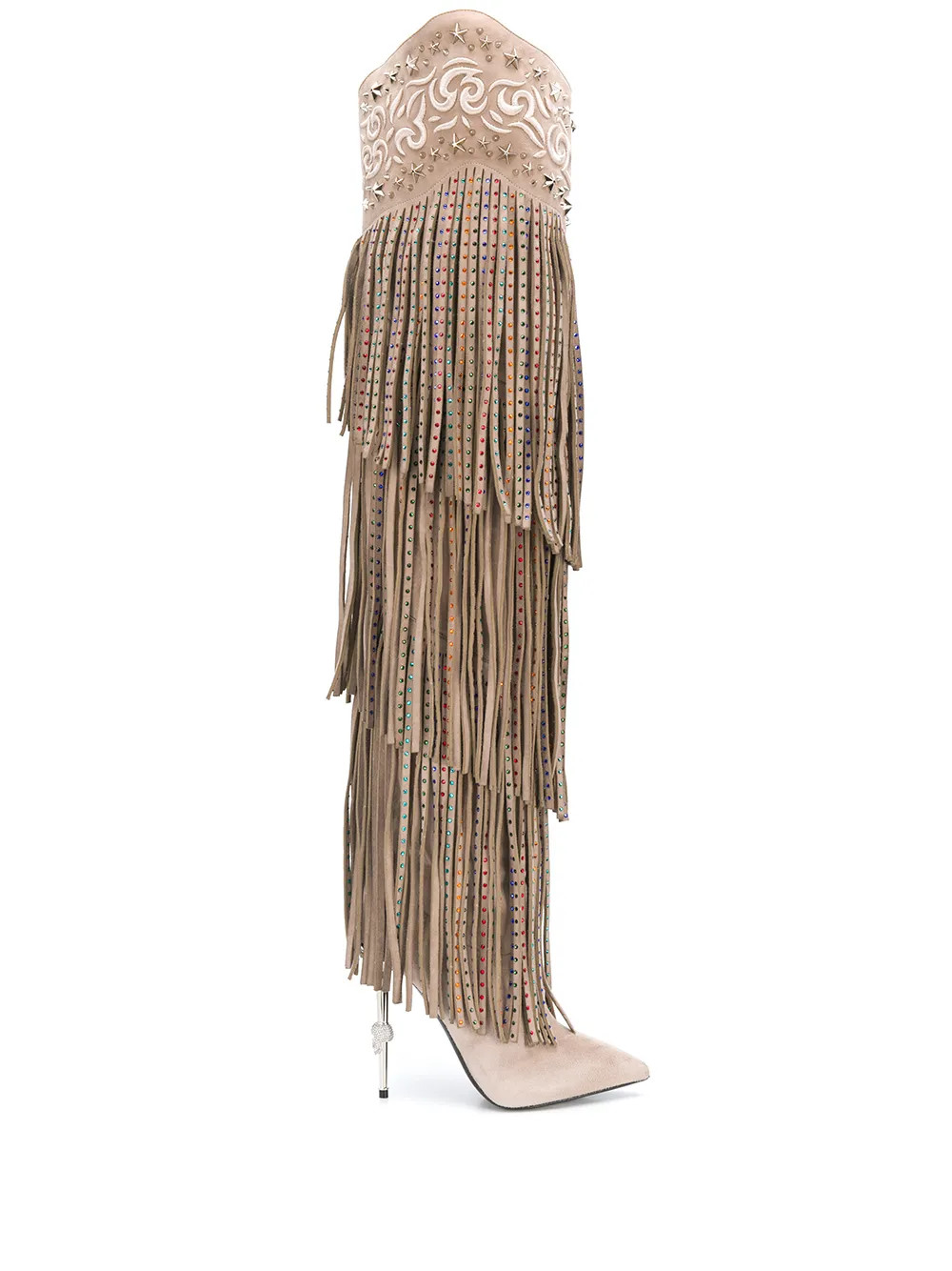 Philipp Plein Embellished Fringed Boots  | Neutrals | FARFETCH BH | Farfetch Global