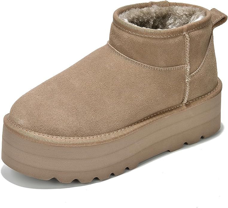 Project Cloud Mini Platform Boots for Women - Ankle Boot Fur Lined Genuine Suede Cozy Platform + ... | Amazon (US)