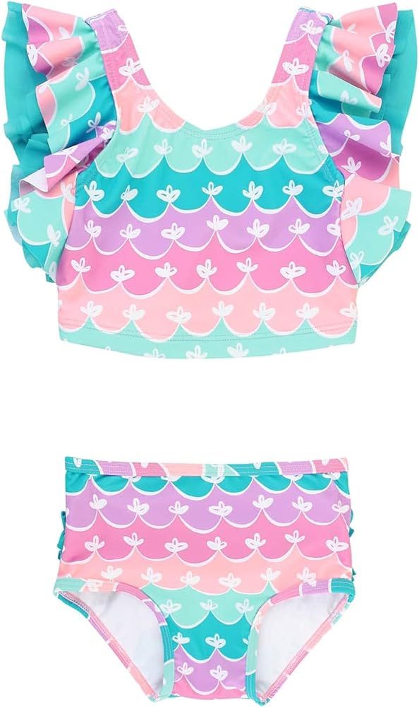 RuffleButts® Baby/Toddler Girls Cropped Peplum Tankini 2 Piece Swimsuit w/Ruffles | Amazon (US)