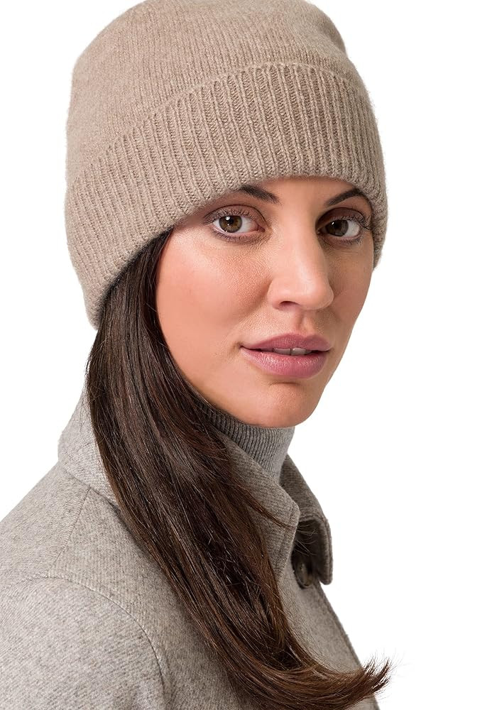 Women’s Ribbed Beanie, 100% Cashmere, Soft & Stretchy with Ribbed Edge, Warm Hat for Winter | Amazon (US)