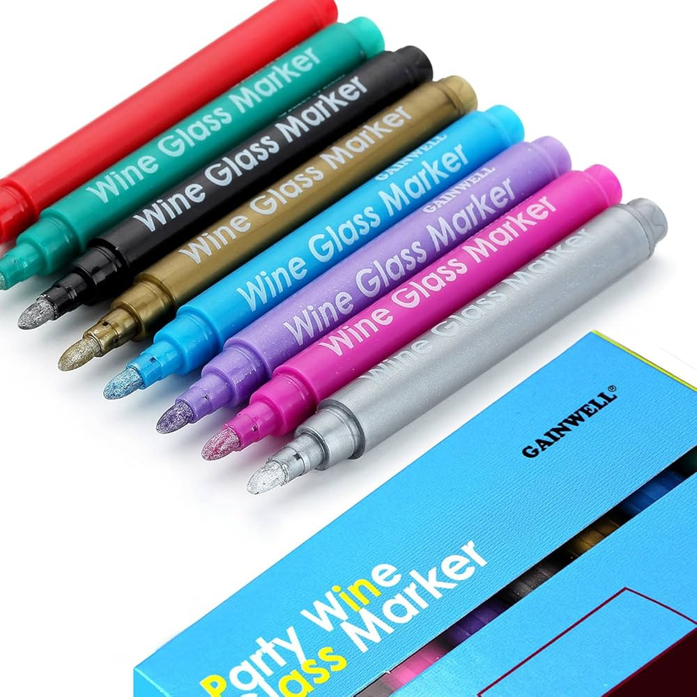 Amazon.com: GAINWELL Wine Glass Markers – Pack of 8 Food-Safe Non-Toxic Wine Glass Marker Pens ... | Amazon (US)