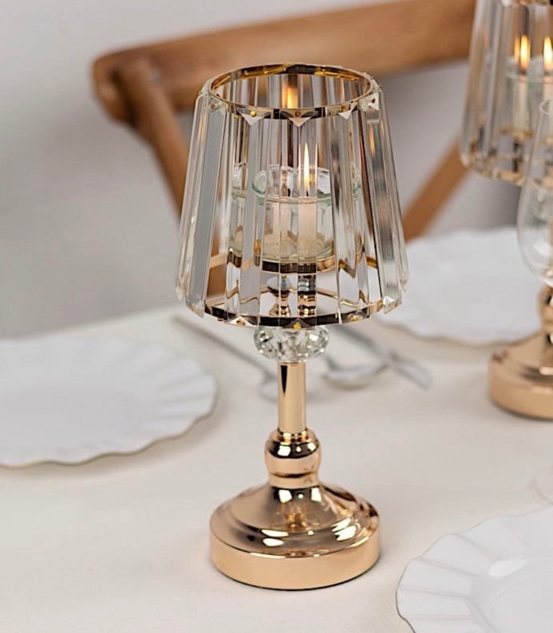 Gold Metal Votive Candle Holders Clear Crystal Glass Lamp Shade Party Events Decorations

#LTKHoliday #LTKHome #LTKGiftGuide