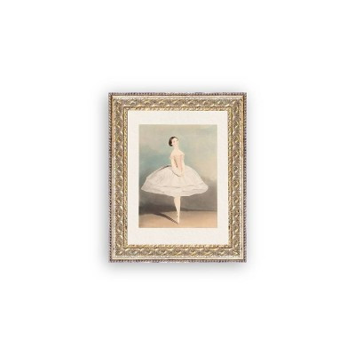 Petal Lane 8"x10" Ballerina Wall Art: Vintage Style, Gold Frame, Mixed Media Canvas, Sawtooth Back | Target