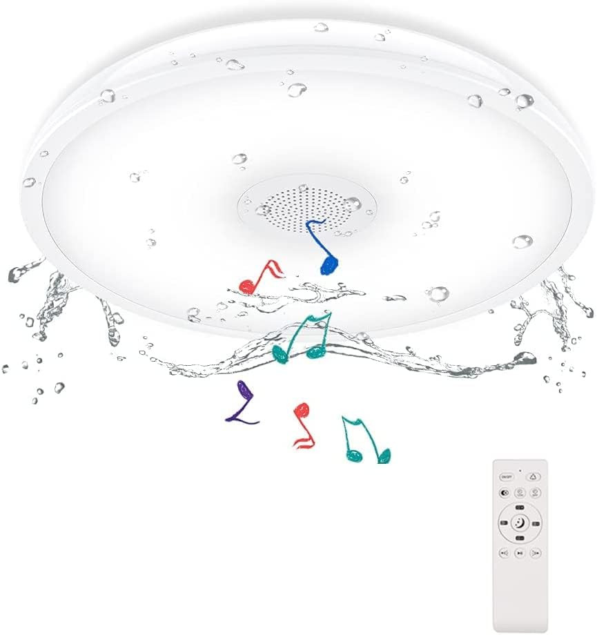 Upgrade Waterproof Ceiling Light LED Music Ceiling Lamp with Bluetooth Speaker,FCC UL1598 Certifi... | Amazon (US)