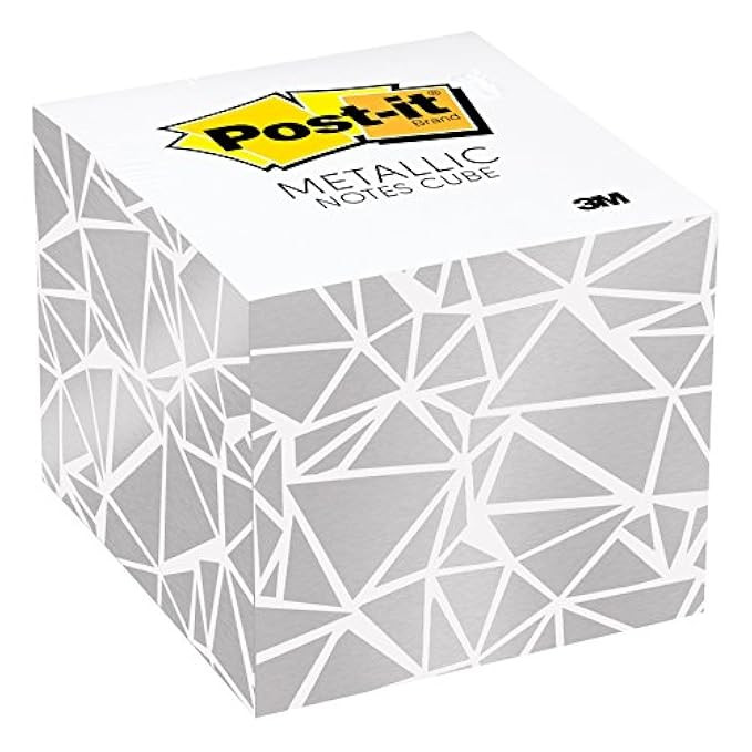 Post-it Notes Cube, 2.6 in x 2.6 in, White with Silver Metallic, 620 Sheets (2027-SLV-WGEO) | Amazon (US)