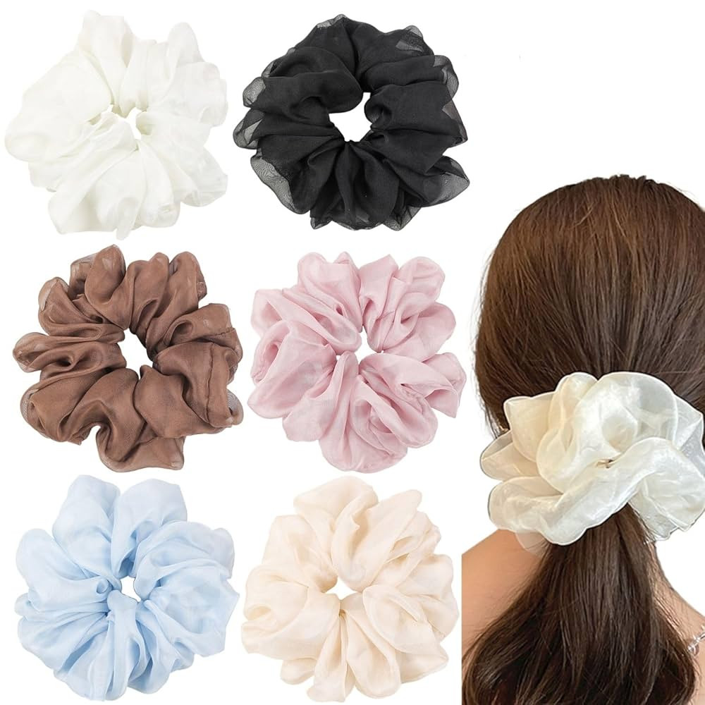 Oversized Scrunchies Jumbo Organza Scrunchies Large Chiffon Scrunchies No Damage Giant Scrunchies... | Amazon (US)