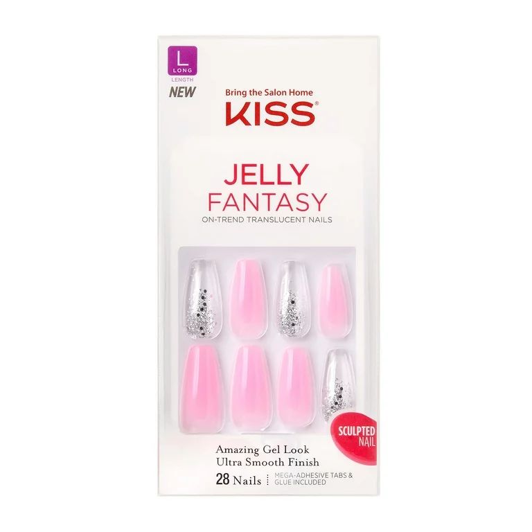 KISS Gel Fantasy Jelly Nails - Sweatpants, Long, Coffin Shape | Walmart (US)