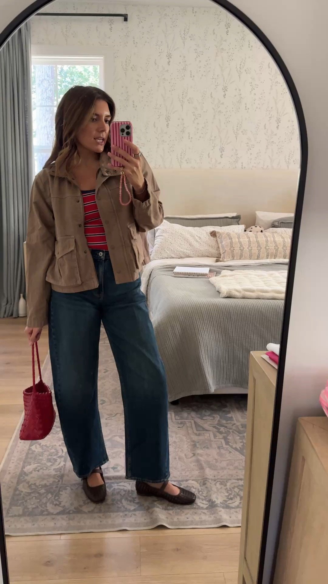 Cutest fall outfit of the day with top selling barrel leg jeans from Abercrombie! In a 27 tall. Jacket in a small and tank in a small.

#LTKOver40 #LTKTall