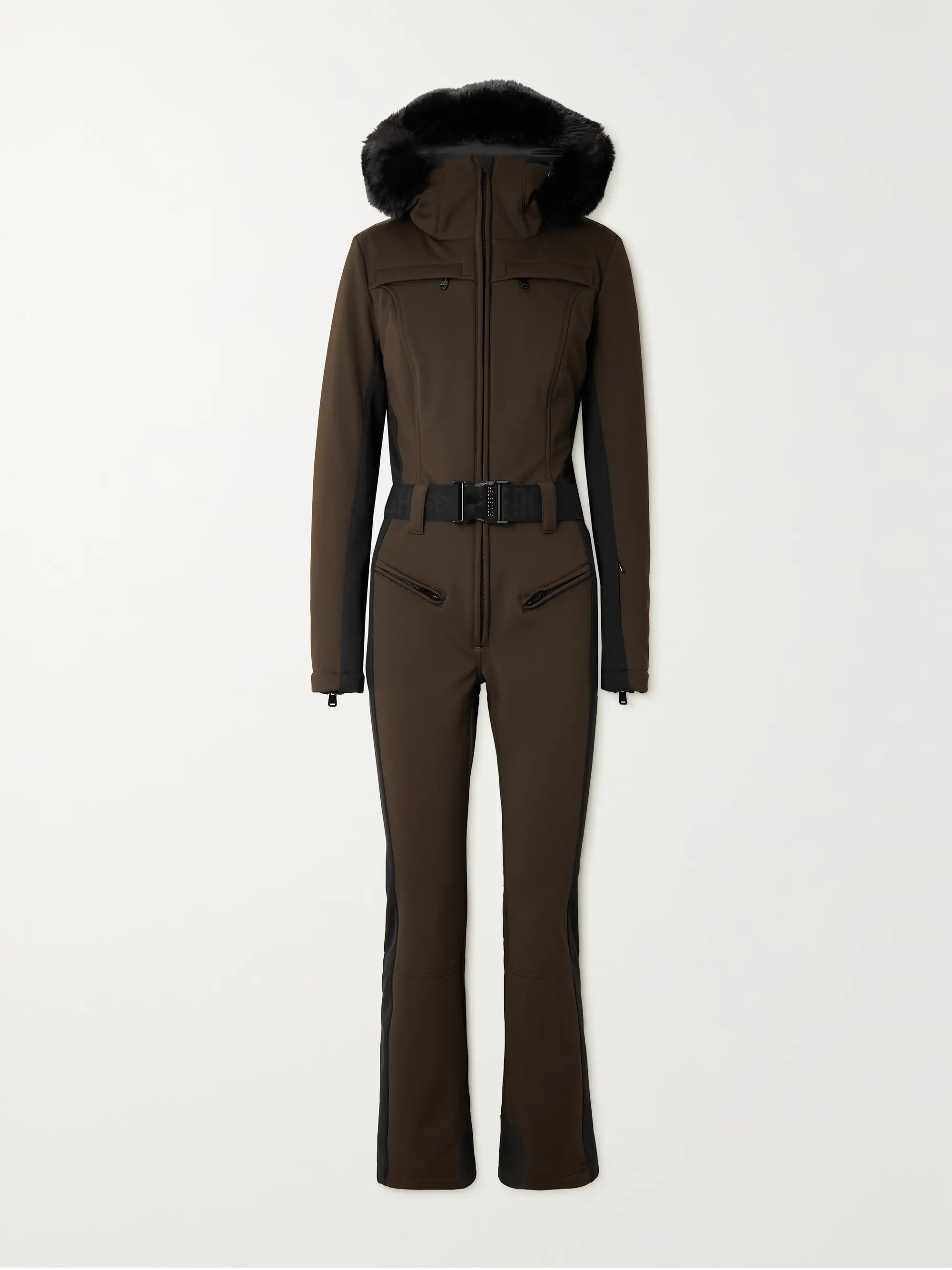 GOLDBERGH Parry belted hooded two-tone faux fur-trimmed ski suit | NET-A-PORTER | NET-A-PORTER (US)