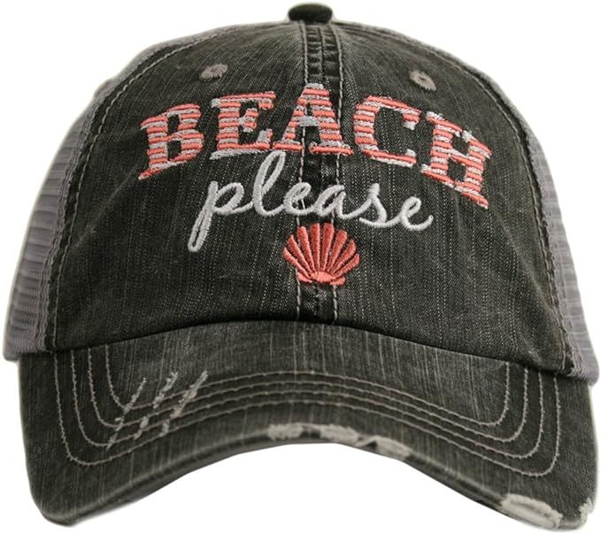 KATYDID Beach Please Women's Distressed Grey Trucker Hat | Amazon (US)