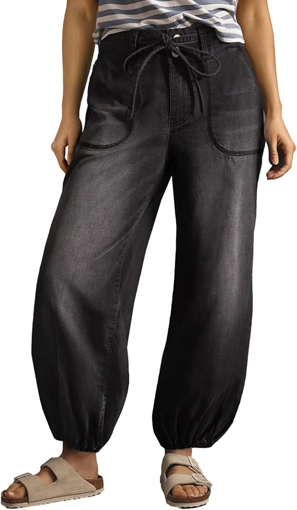 Sidefeel Women's Wide Leg Jeans High Waisted Drawstring Baggy Stretchy Trendy Harem Loose Ankle D... | Amazon (US)