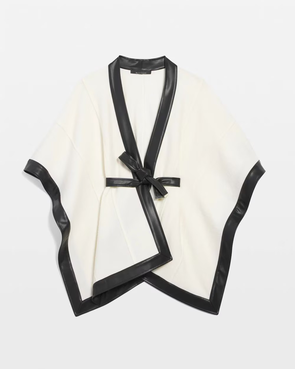 Wool Blend Ruana with Faux Leather Trim | White House Black Market