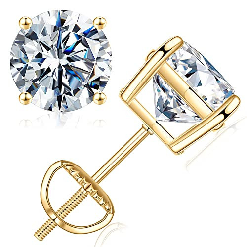 SMILEST 2.4ct Moissanite Earrings for Women Men, Round Cut Lab Created Earrings 925 Sterling Silver Basket Moissanite Stud Earrings for Women Men Anniversary Birthday Gifts Hypoallergenic | Amazon (US)