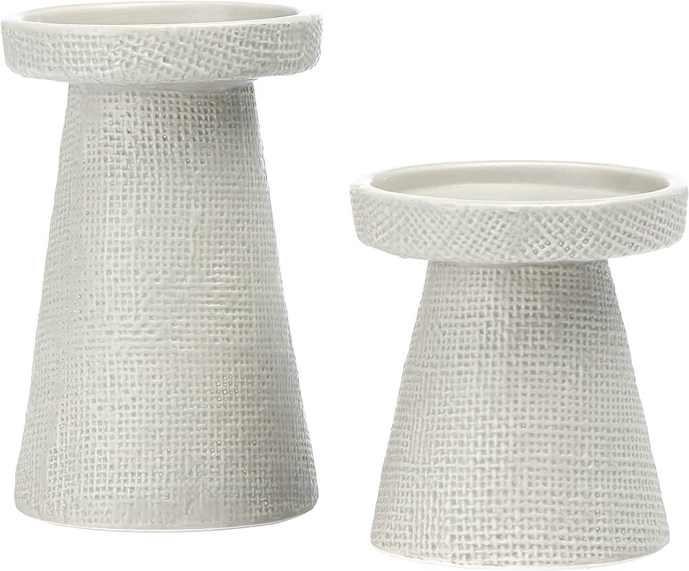 Main + Mesa Stoneware Pillar & Taper Candle Holders, Set of 2 | Amazon (US)