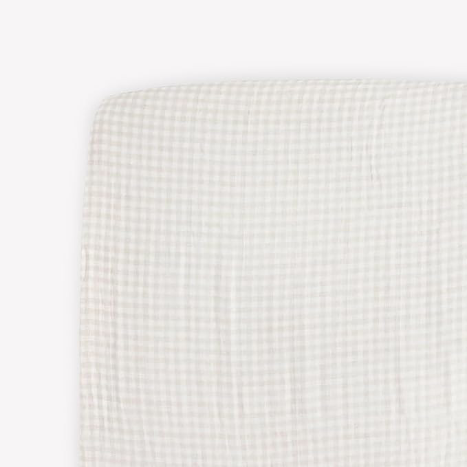 Little Unicorn Premium Crib Sheet | Breathable & Super-Soft Muslin Fabric (Tan Gingham) | Amazon (US)
