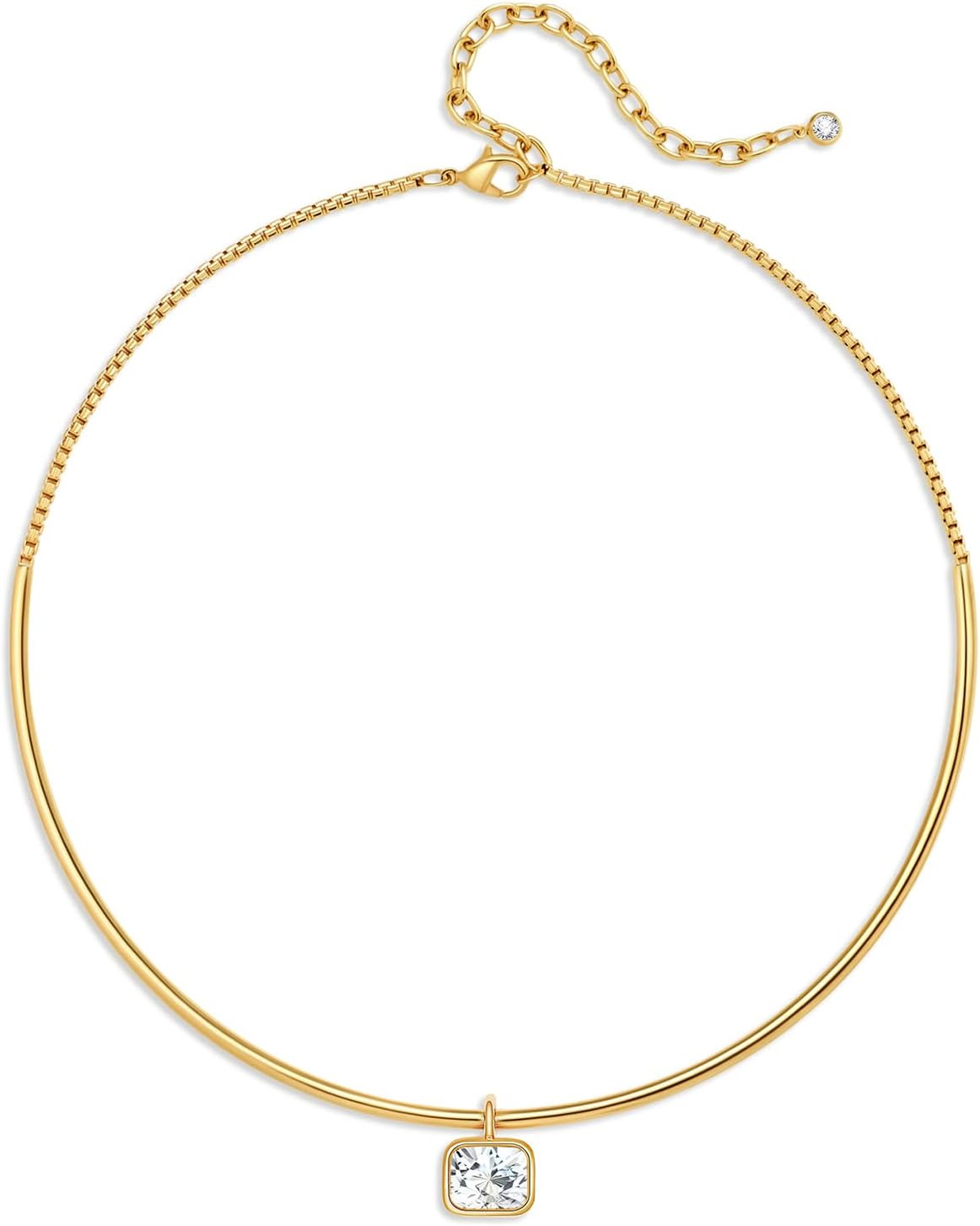 Gold Choker Necklace Dainty 14K Gold Plated Collar Necklace with Cubic Zircon Pendant Necklaces Fashion Minimalist Summer Crystal Collar Necklaces Boho Jewelry | Amazon (US)
