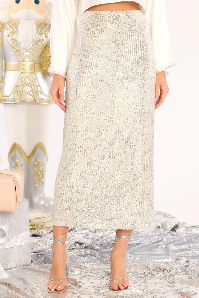 Saturn Sequin Midi Skirt | Red Dress 