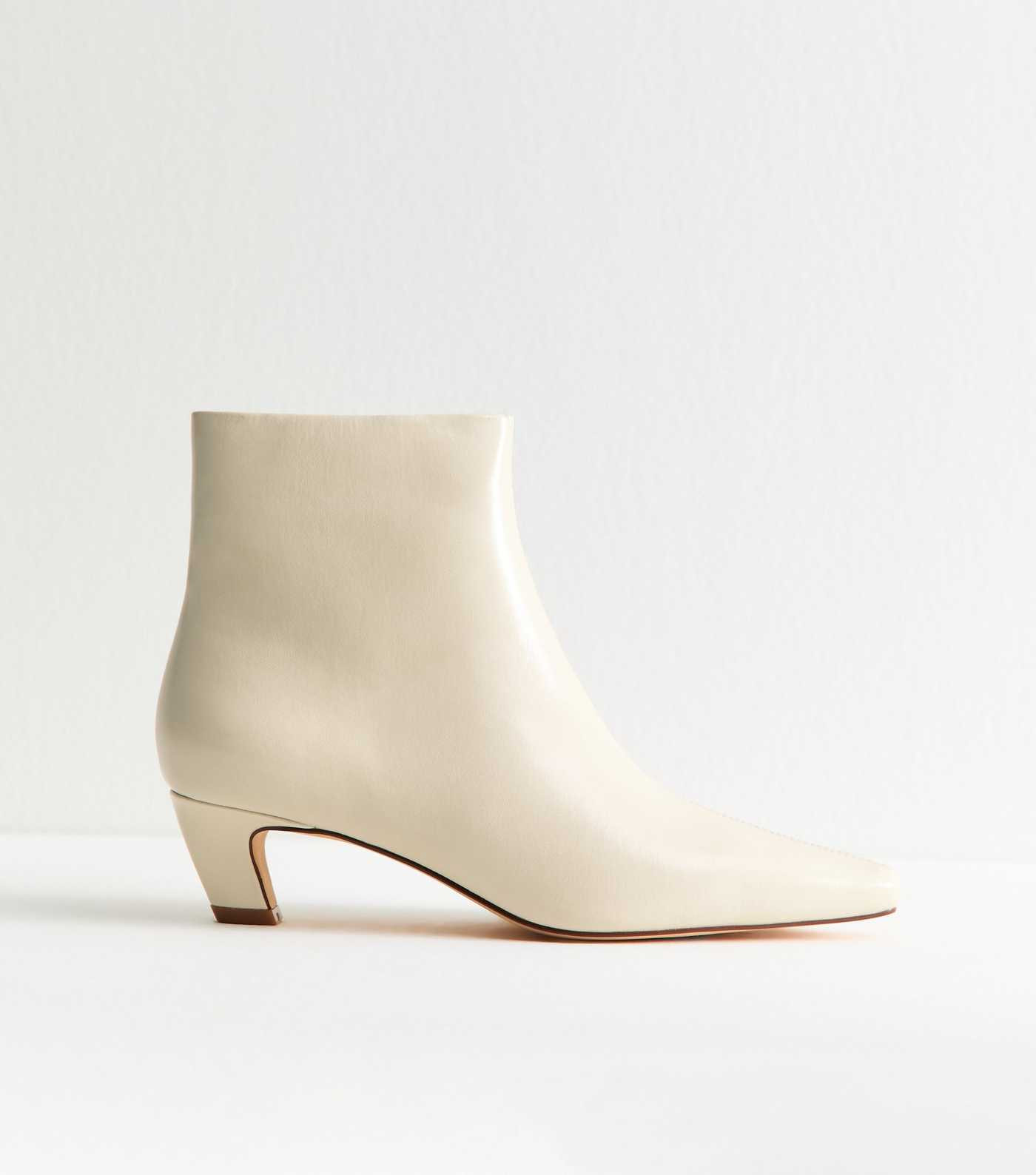 Off White Faux Leather Point Toe Ankle Boots | New Look | New Look (UK)