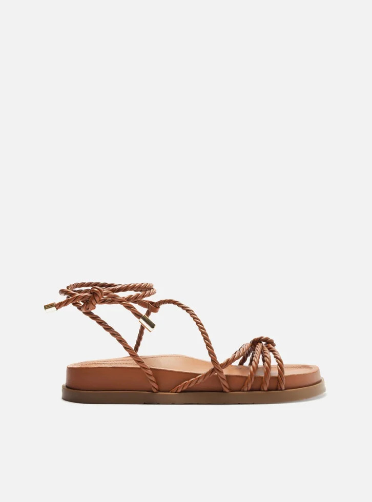 Sandália Rasteira Marrom Tiras Torcidas | ZZ Mall (BR)