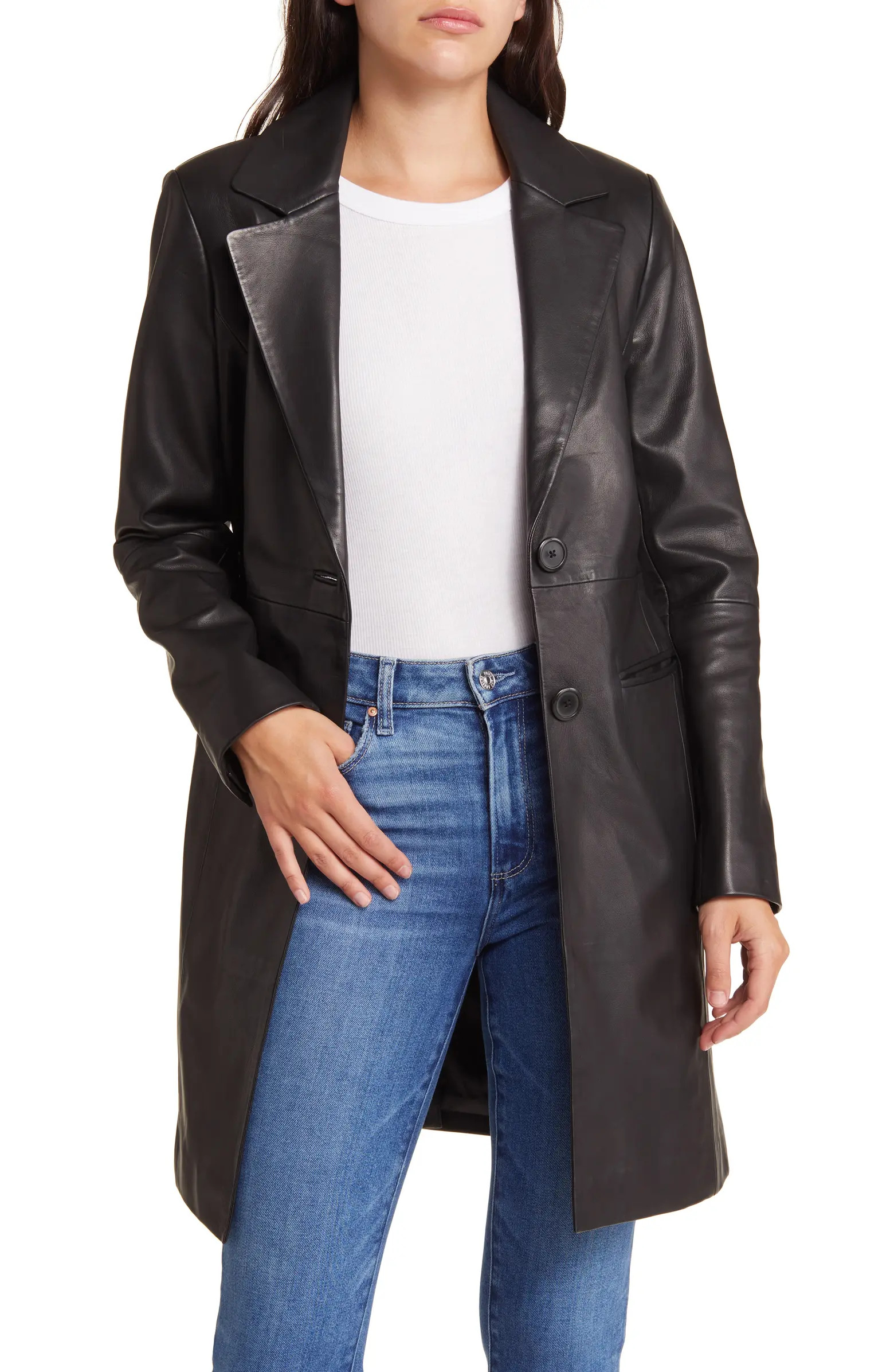 Longline Leather Coat | Nordstrom