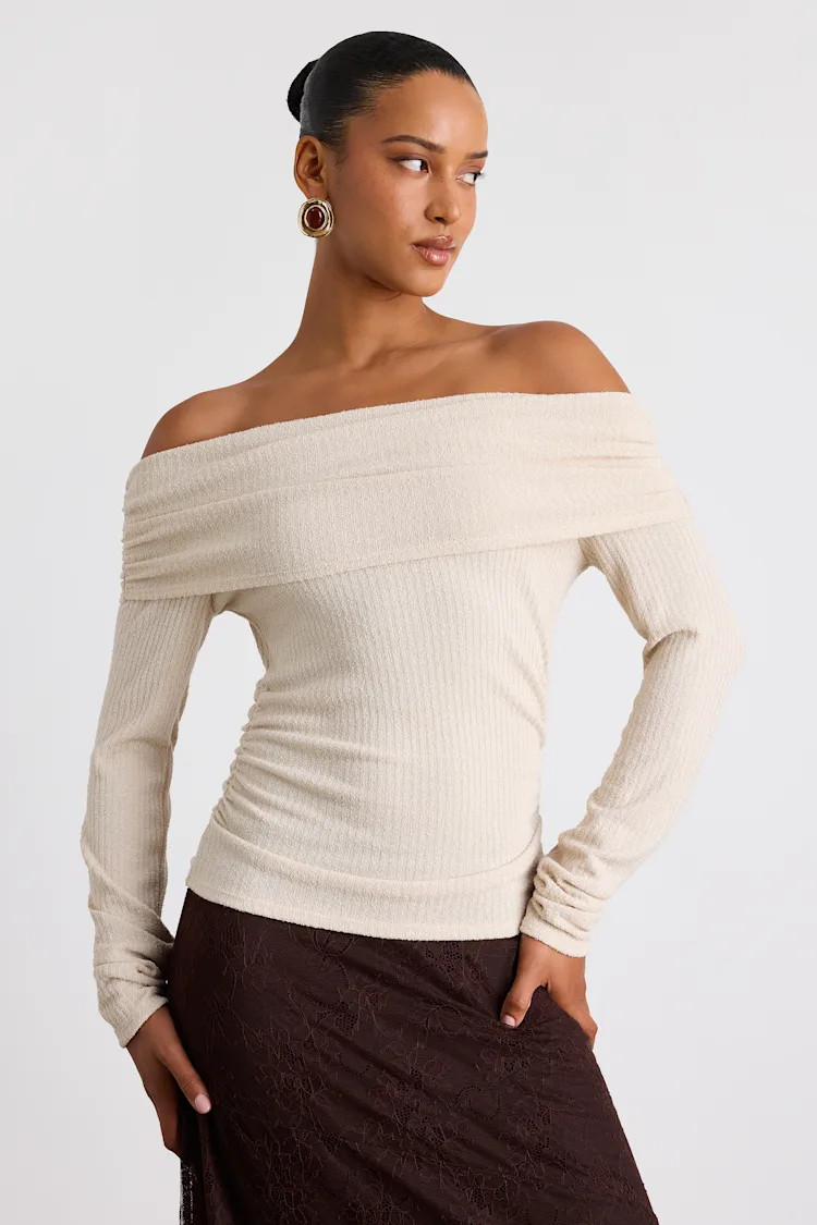 Coveted Favorite Cream Textured Off-the-Shoulder Top | Lulus