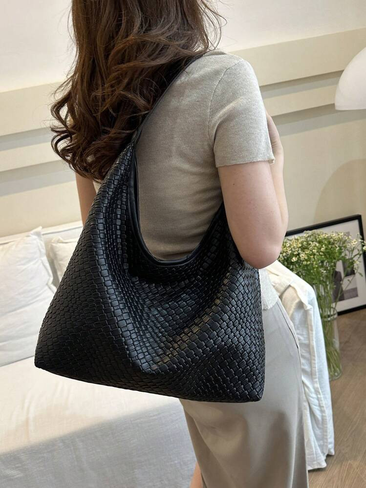 2025 Fashion Solid Color Popular Commuting Tote Bag, Simple Niche Design, Stylish Large Capacity Shoulder Bag | SHEIN