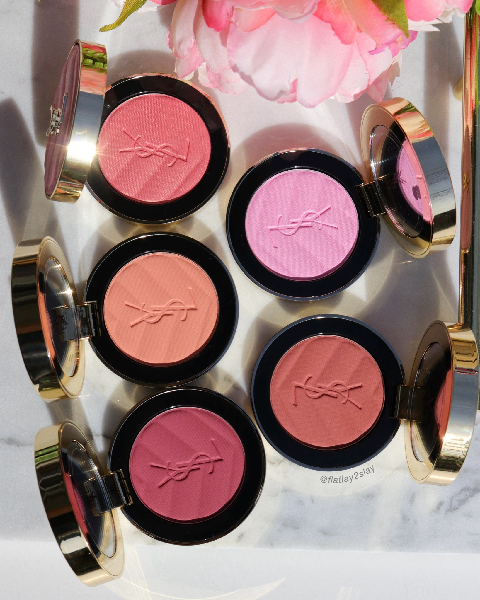 Forever obsessed with YSL Make Me Blush powder blushes 💝🥰 Love this silky powder blush formula that blurs the look of pores and imperfections. And this waterproof and sweatproof formula lasts all day long 👌🏻💗 And packaging is so pretty! 

What shade is your favorite? 

🌸 42 - babydoll pink
🍑 37 - peachy nude
🌺 93 - restless rose
🍇 54 - berry bang
🩰 57 - coral clash

*pr samples/gifted

Did you pick up any shades during Sephora Savings Event? 🛍️🛒

@yslbeauty #yslbeauty #makemeblush #sephorasales #blush #blusher 

#LTKBeauty