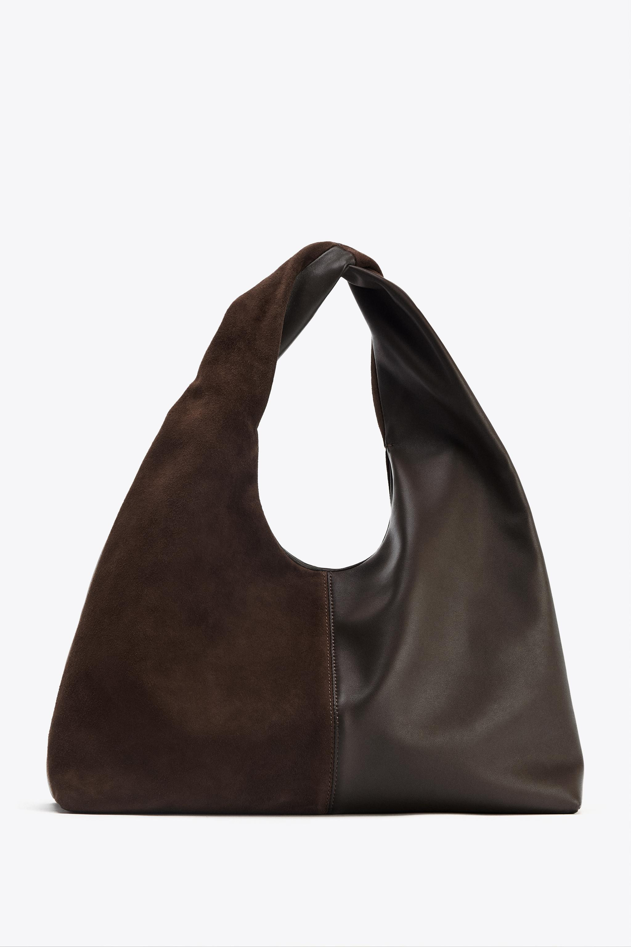 CONTRAST LEATHER SHOULDER BAG | Zara Canada