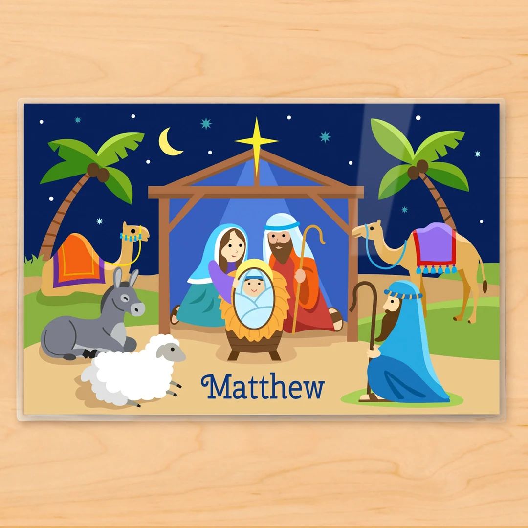 Nativity Scene Personalized Kids Placemat  Custom Christmas - Etsy | Etsy (US)
