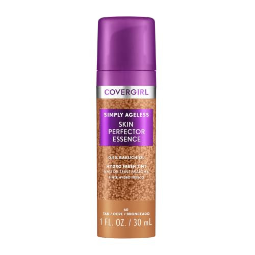 Covergirl Simply Ageless Skin Perfector Essence Foundation, 60 Tan, Tinted Skin Perfector, Skincare Makeup Hybrid, Sheer Tint, Radiant Finish, Skin-Like Finish, Vegan Formula, 1.0oz | Amazon (US)