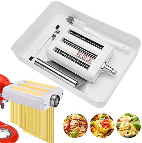 3 In 1 Pasta Attachment for Kitchenaid Stand Mixer, Included Pasta Sheet Roller, Spaghetti Cutter, F | Amazon (US)