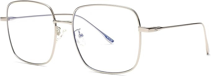 JM Blue Light Blocking Gaming Glasses Square UV400 Protection Metal Optical Computer Eyeglasses A... | Amazon (UK)