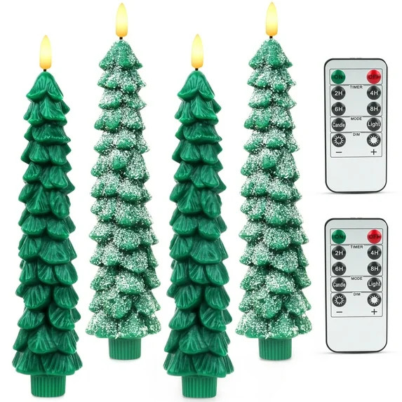 Giphtpoeet Christmas Tree Candles with Remote, 4 pack Flameless Battery Operated Taper Candles wi... | Walmart (US)