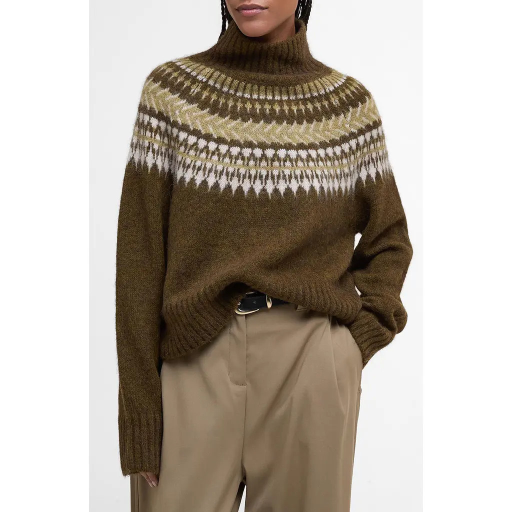 Barbour Lorrie Fair Isle Wool & Alpaca Blend Sweater in Brown Multi at Nordstrom, Size 10 Us | Nordstrom