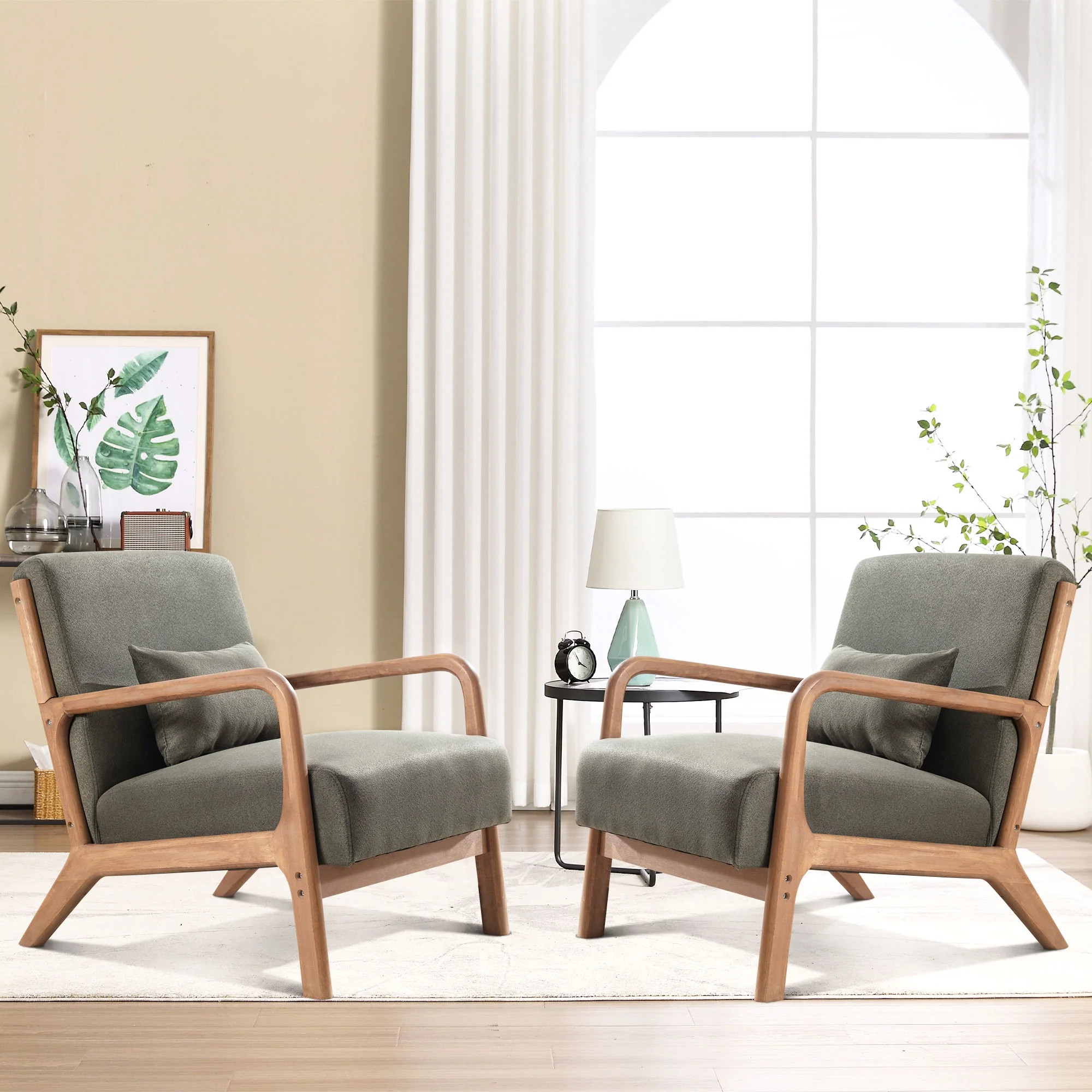 Bonzy Home Mid Century Modern Accent Chair Set of 2 for Living Room, Green | Walmart (US)