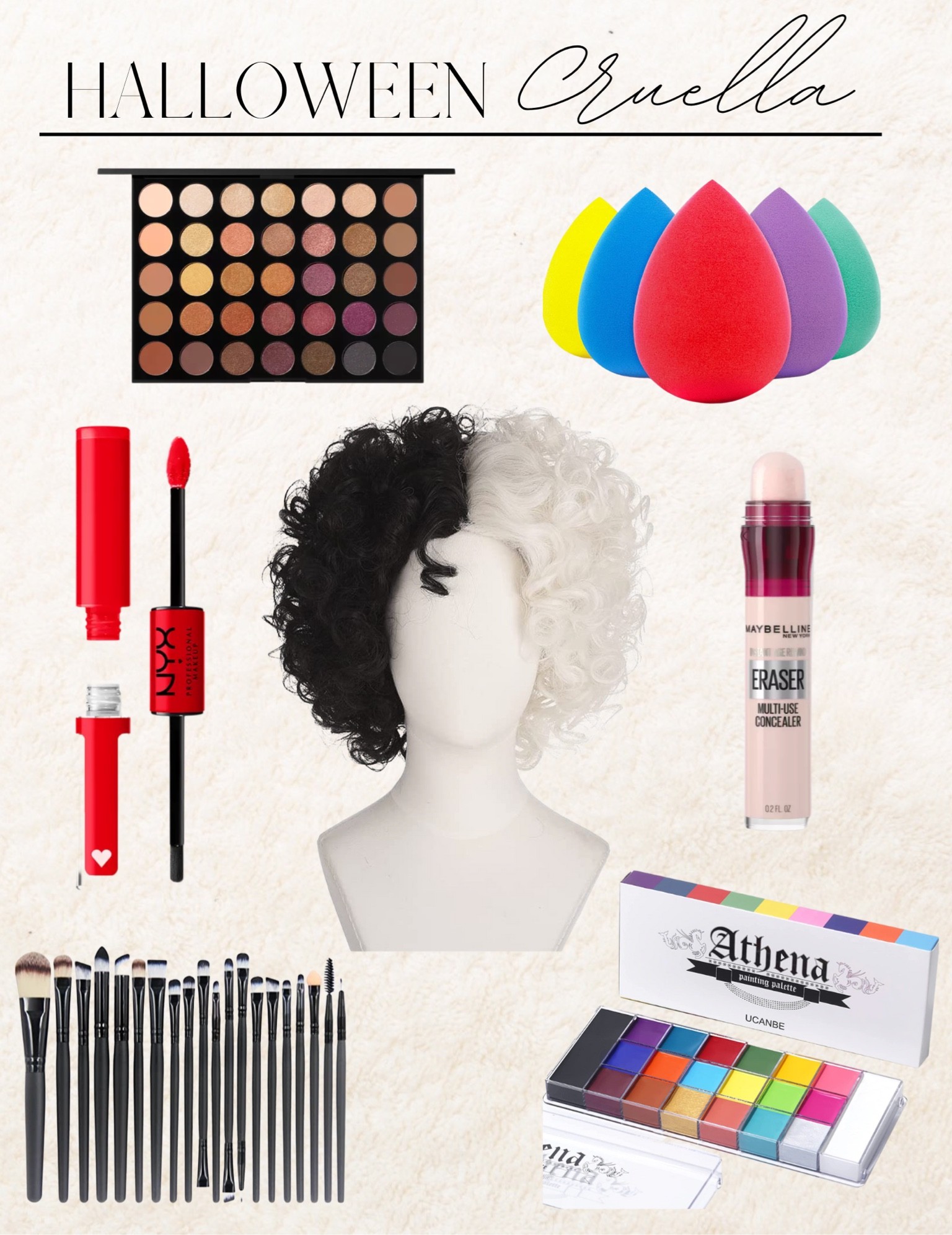 Halloween makeup, Halloween costume, Cruella, wig, eyeshadow, makeup brush, Halloween ideas, Disney villain

#LTKbeauty #LTKHalloween #LTKSeasonal