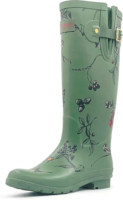 Rongee Womens Rain Boots Waterproof Tall Garden Outdoor Mud Shoes Daisy Printed with Adjustable B... | Amazon (US)