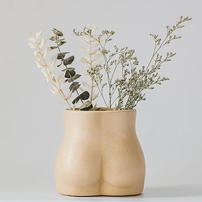 Butt Planter, Body Vase Female Form, Cheeky Flower Vases w/ Drainage Plug [Speckled Matte Nude Ce... | Amazon (US)