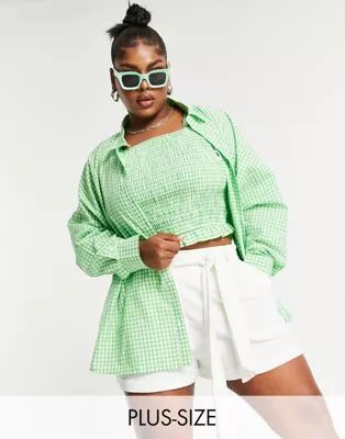 Native Youth Plus very oversized boyfriend shirt in bright gingham - part of a set | ASOS (Global)
