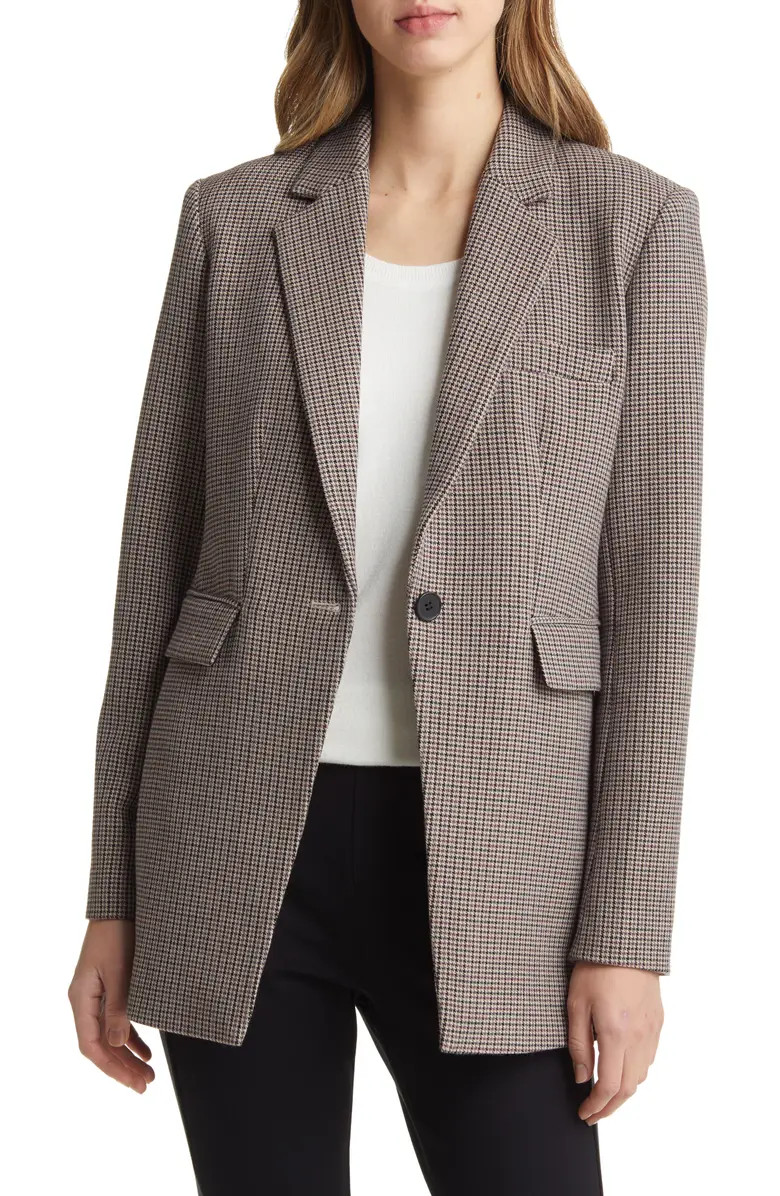 Women's Houndstooth Check Recycled Polyester Blend Blazer | Nordstrom