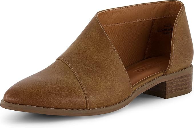 CUSHIONAIRE Women's Puck Side Cut Out Flat +Memory Foam and Wide Widths Available, Taupe 6 | Amazon (US)